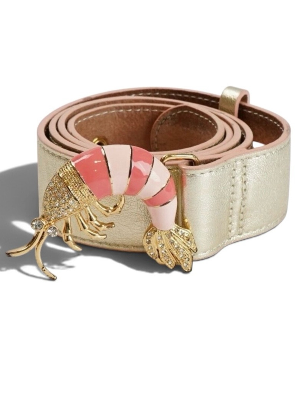 Lilly Pulitzer Gold and Pink Shrimp Buckle Belt